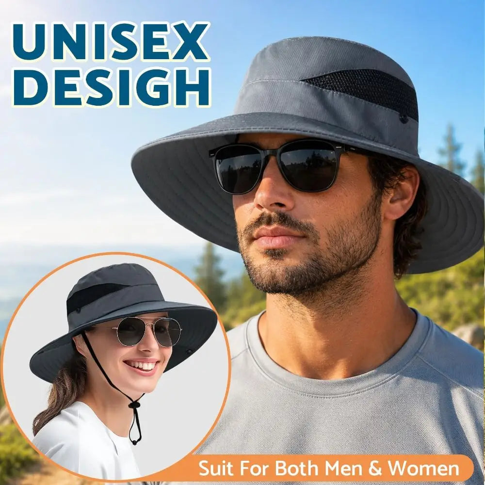 Wide Brim UV Mesh Bucket Sun Hat – Unisex Outdoor Fishing