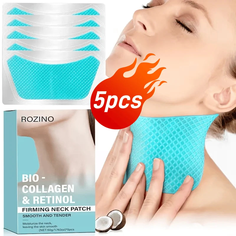 ROZINO Bio-Collagen Neck Lifting Gel Mask Patches – 5-Pack