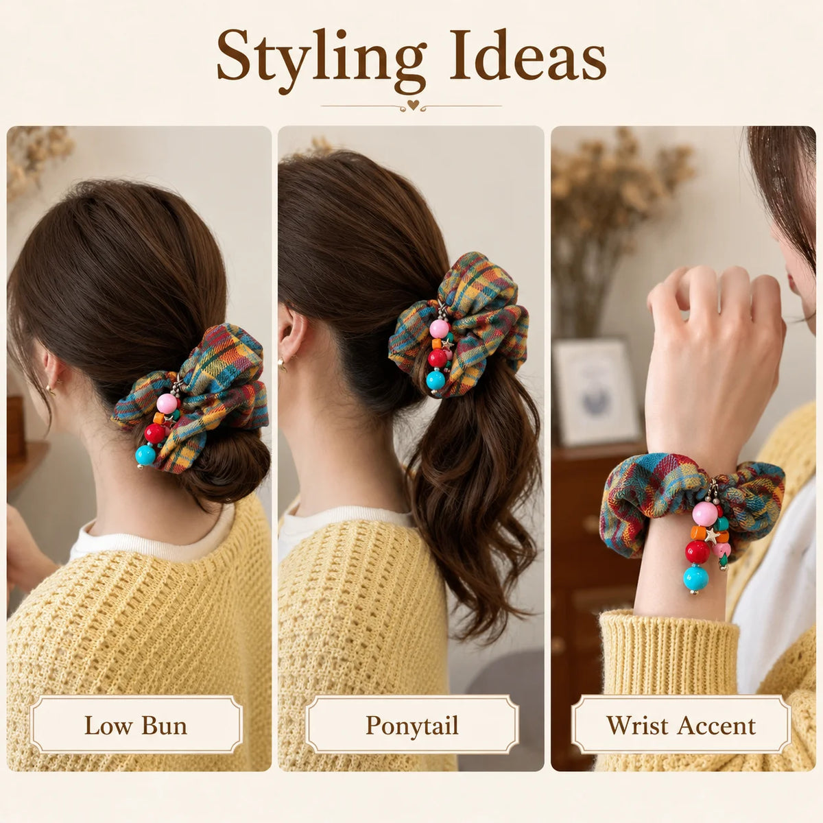 Rainbow Grid Hair Hoop – High Ponytail Headband for Women