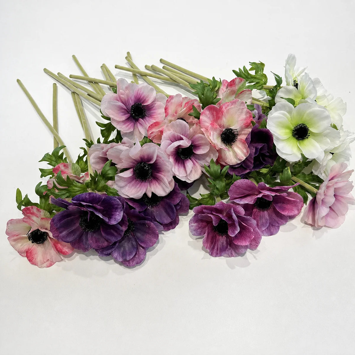 Single Stem Artificial Anemone Silk Flower – Multi-Color
