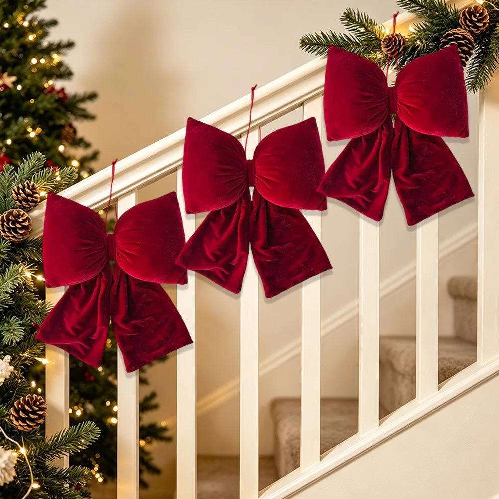 Velvet Bowknot Christmas Ornament – 3 Sizes | Xmas Tree Bow