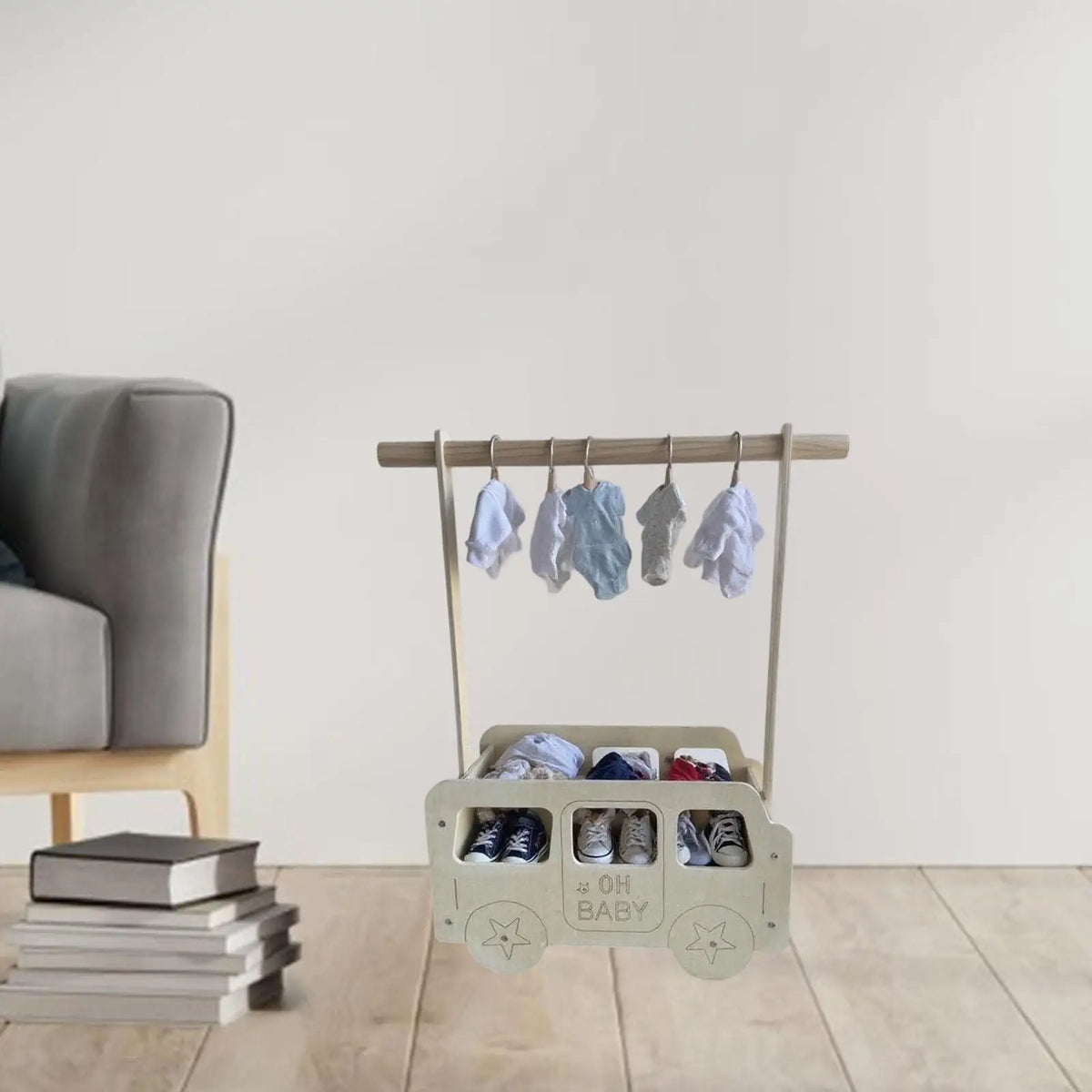 Wooden Pet Clothing Rack & Toy Storage Basket – Freestanding