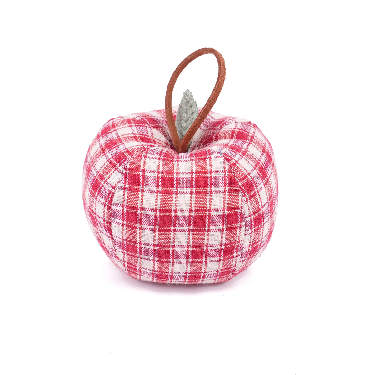 Vintage Stuffed Plaid Apple Ornament – Farmhouse Home Decor
