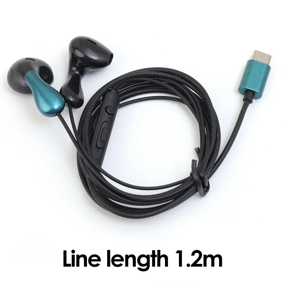USB-C Wired Earphones with Mic – Stereo In-Ear Headphones