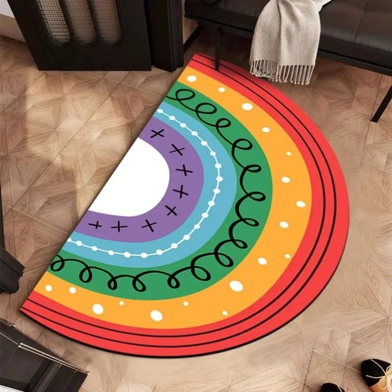 Semicircular Rainbow Floor Mat – Non-Slip Absorbent Door Mat