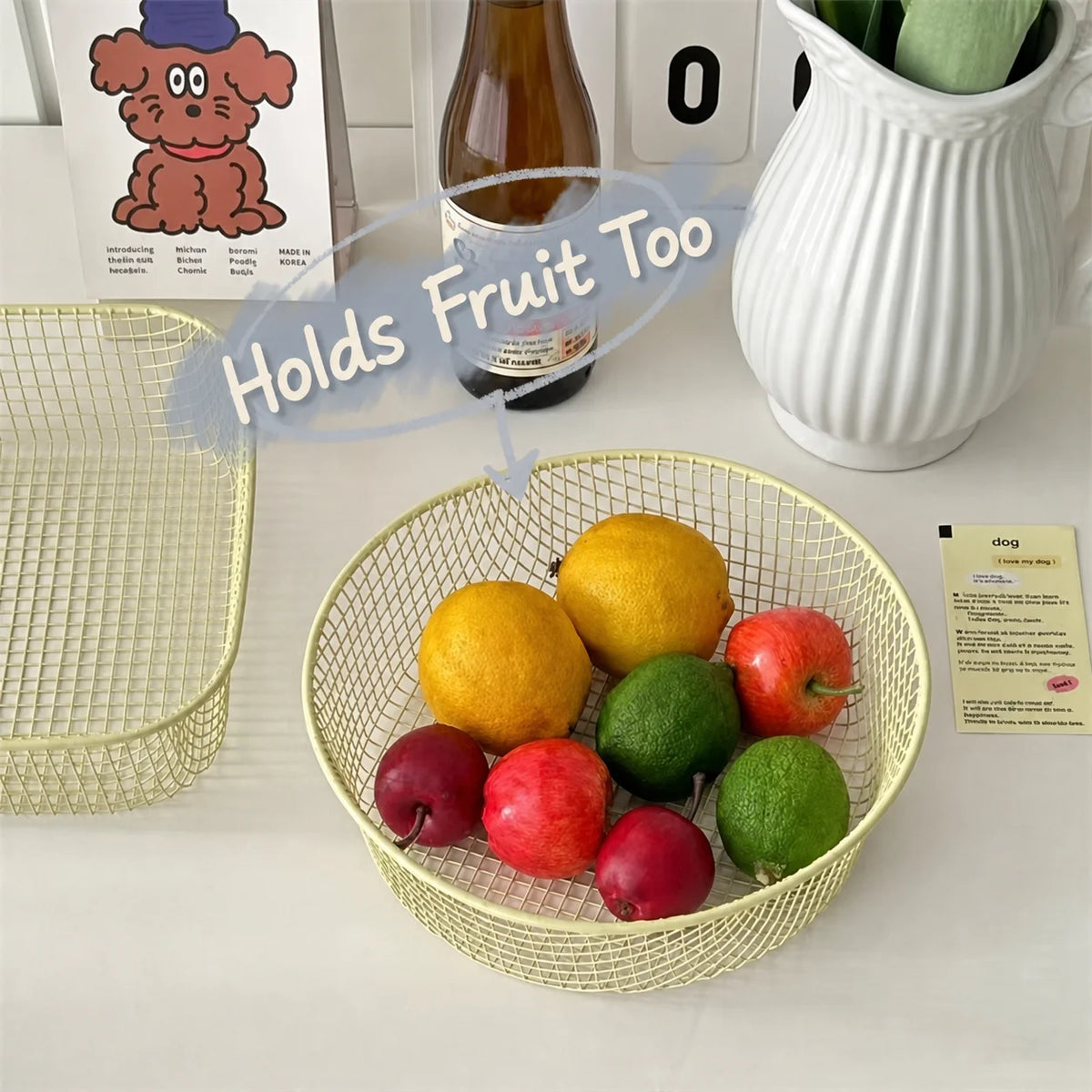 Iron Mesh Desktop Storage Basket – Office & Home Organizer