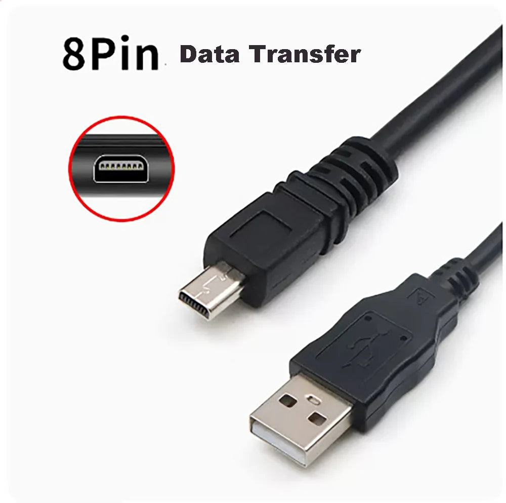 USB Mini 8-Pin Data & Charging Cable for Digital Cameras