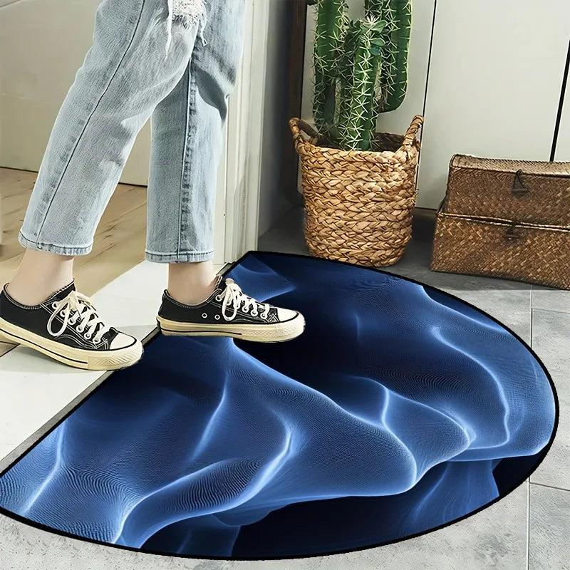 Semi-Circular Shimmering Doormat | Turquoise & Gold Non-Slip