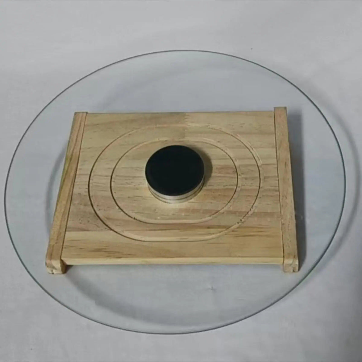 Silent Hamster Running Wheel – Tempered Glass & Wood 28cm