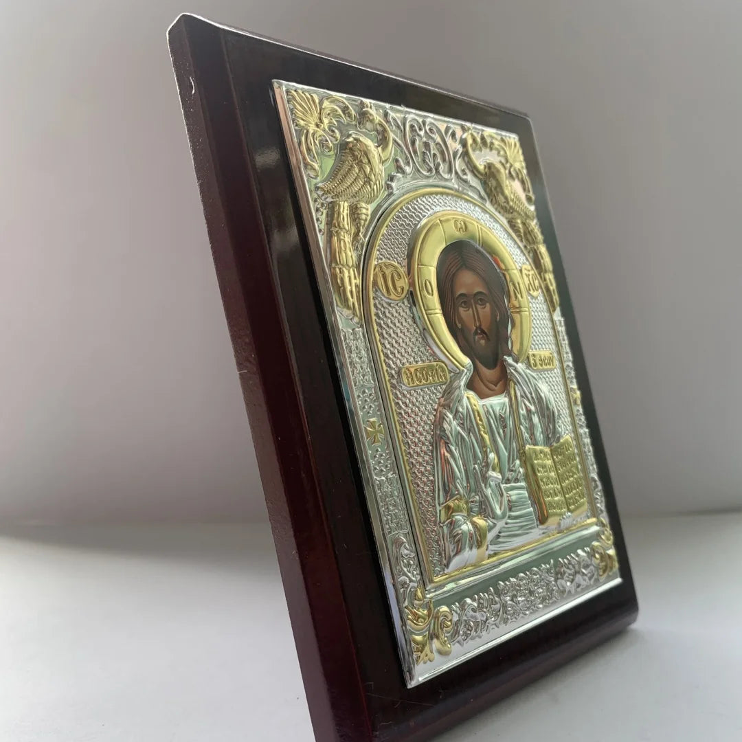 Orthodox Wood Icon – Jesus & Virgin Mary Religious Décor