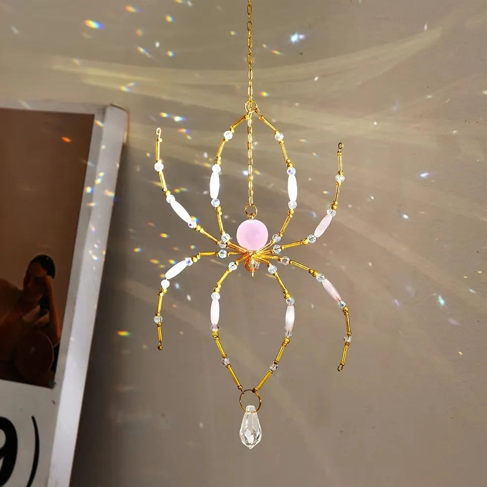 Pink Crystal Spider Sun Catcher – Window Rainbow Prism