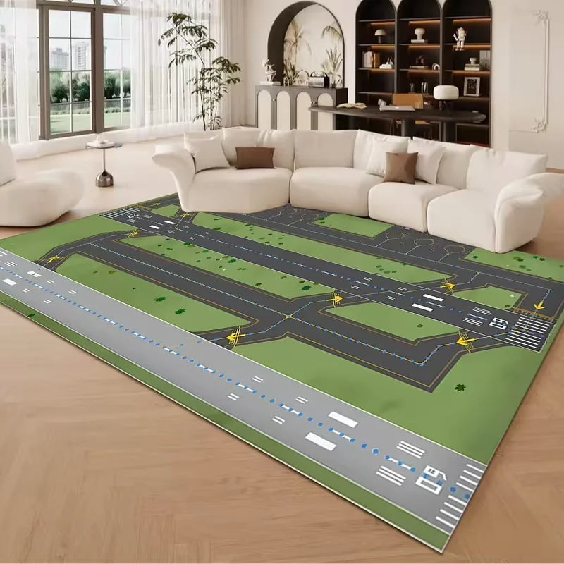 Airplane Pattern Non-Slip Floor Mat – Kids Room Area Rug