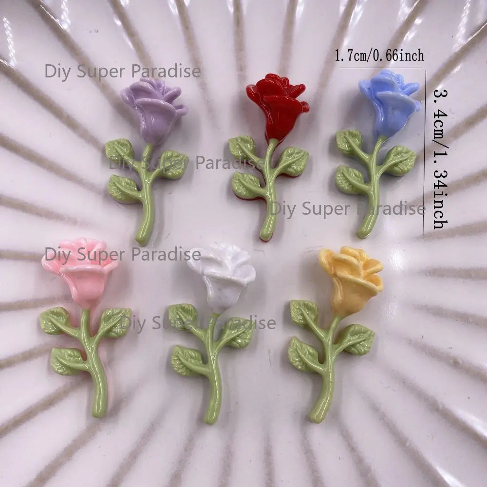 Resin Rose Flatback Figurines 10PCS – DIY Craft Embellishments