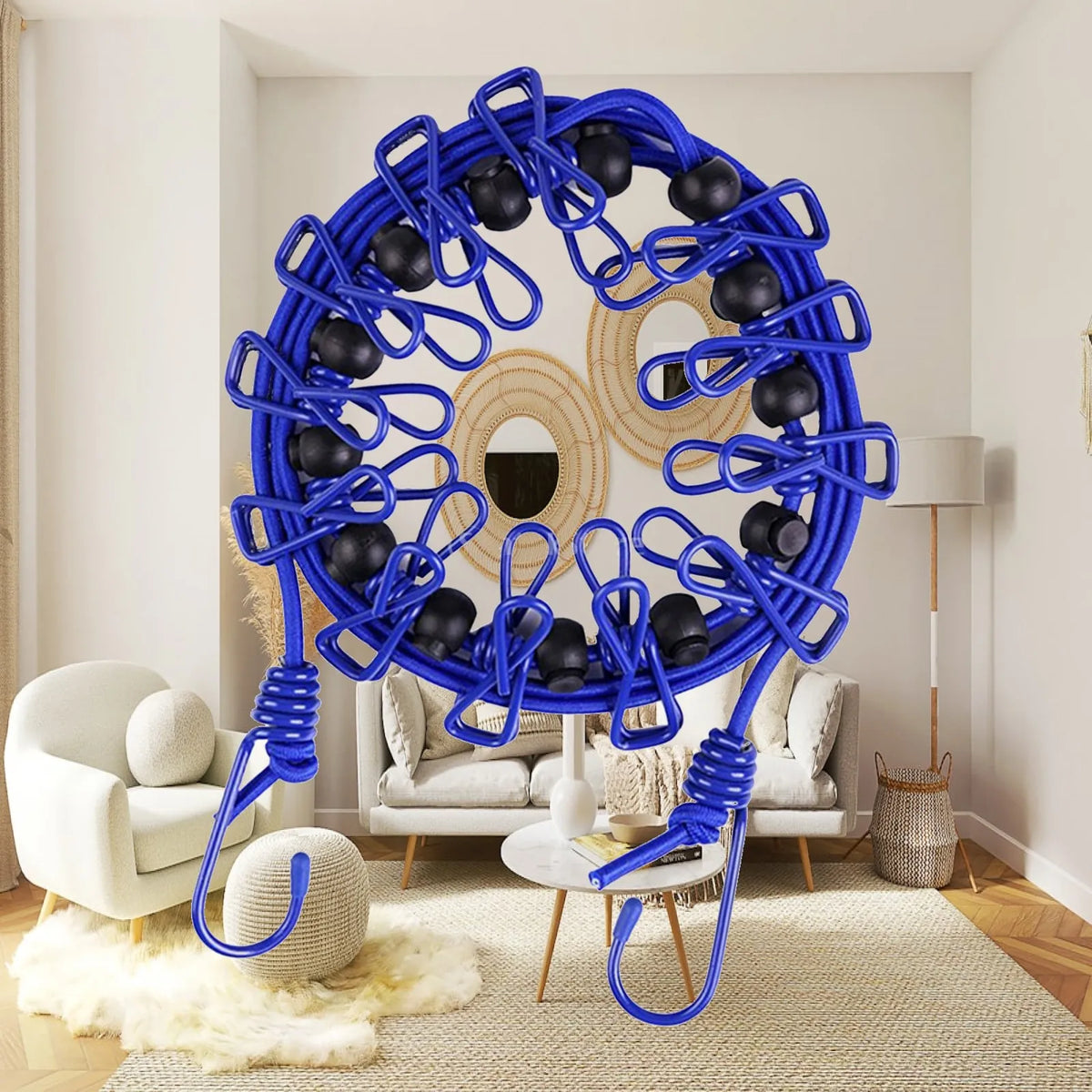 Retractable Elastic Clothesline with 12 Clips | Travel & Camping