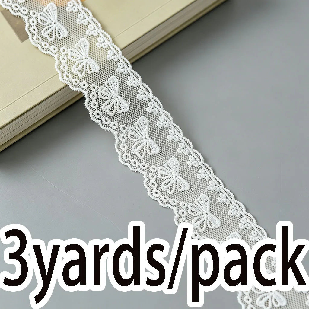 Embroidered Bow Mesh Lace Trim 4cm – 3 Yards/Roll