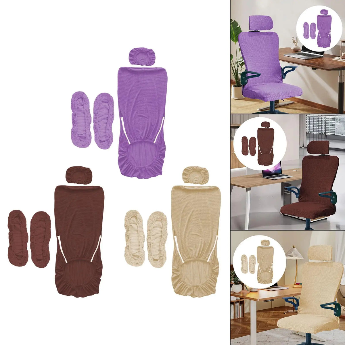 Universal Office Chair Cover Set – Headrest & Armrest Slipcovers