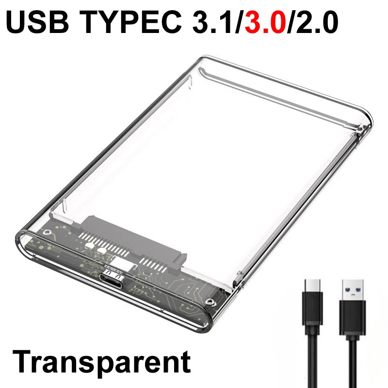USB-C 3.0 HDD Enclosure 2.5" SATA SSD Hard Drive Case 6TB