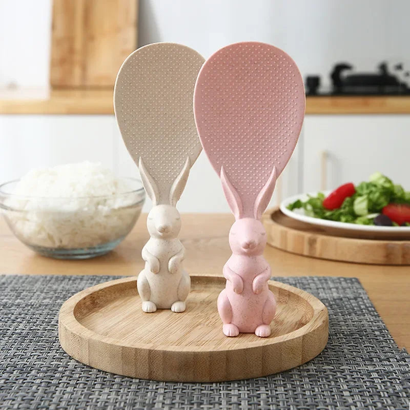 Wheat Straw Rabbit Rice Spoon – Self-Standing Cartoon Shovel