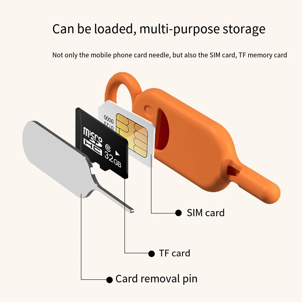 SIM Card Ejector Tool & Card Holder Keychain – 1/5 Pack