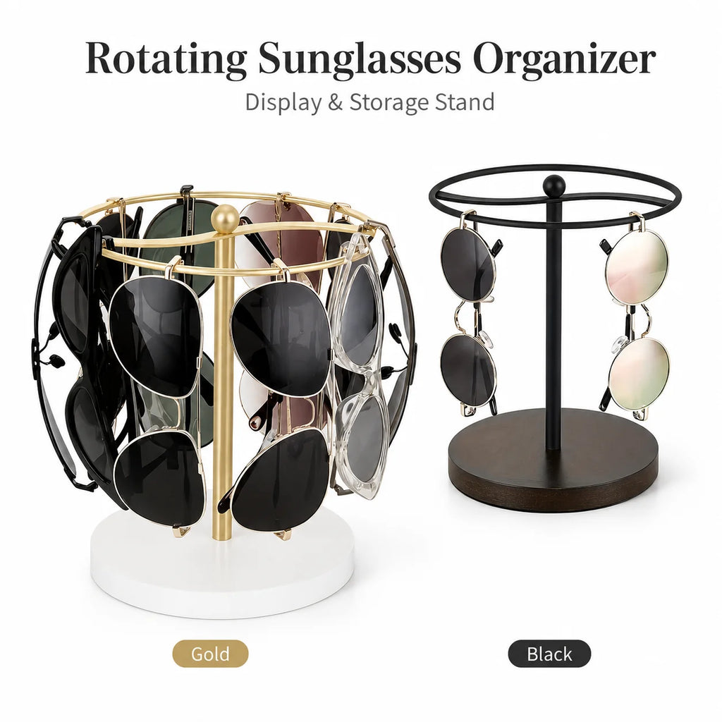 360° Rotating Sunglasses Organizer Stand | Desktop Eyewear Rack