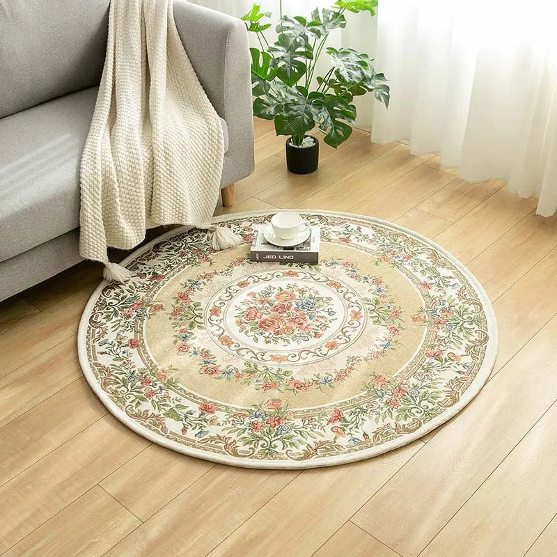 Vintage Persian Round Area Rug | Bohemian Ethnic Bedroom Decor