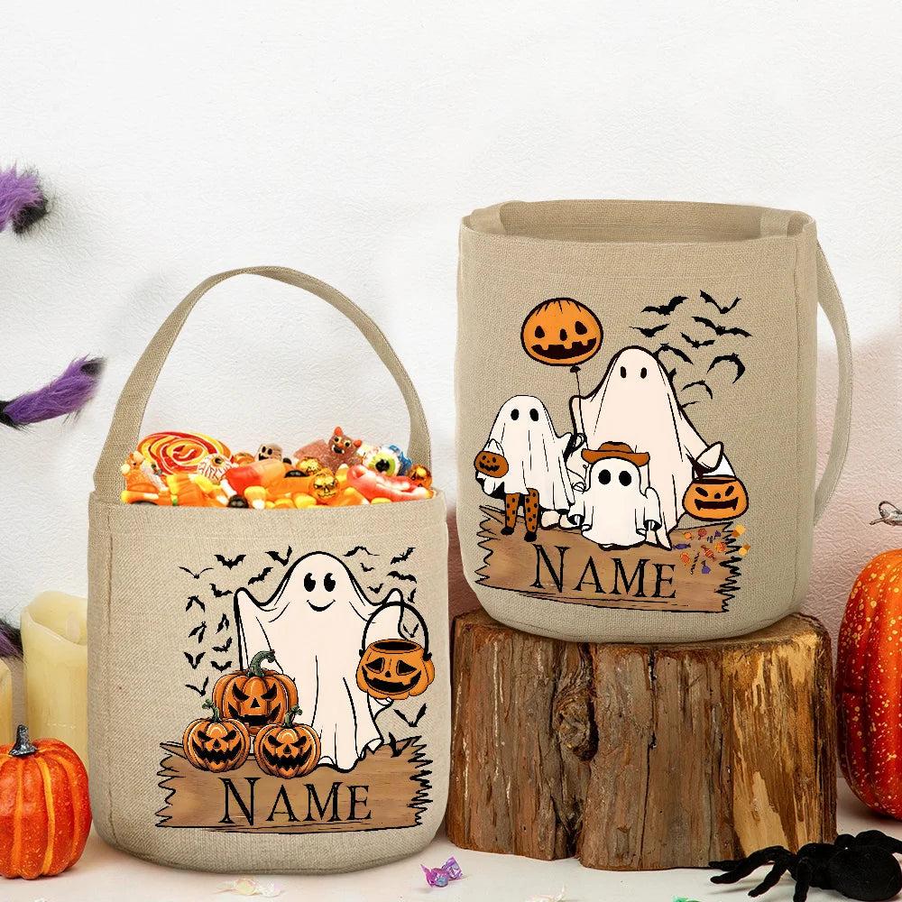 Halloween Trick or Treat Tote Bag – Pumpkin & Bats Design