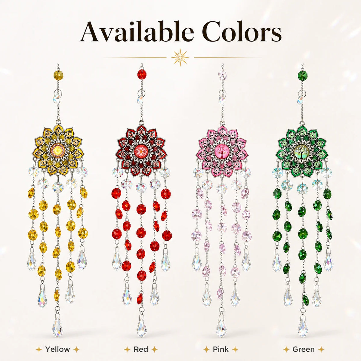 Crystal Sun Catcher Floral Rainbow Prism Pendant – 4 Colors