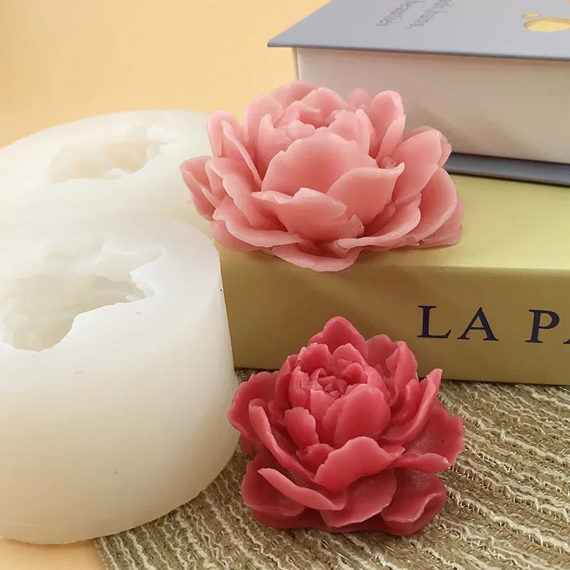 3D Flower Silicone Mould – Rose Peony Candle Soap Resin Craft