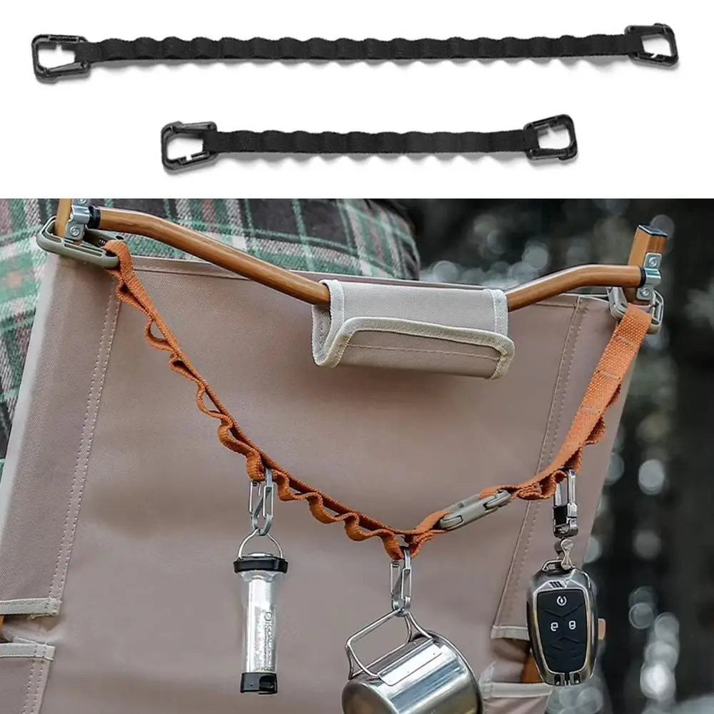 Camping Clothesline Strap – Portable Tent Hanging Rope with Rings