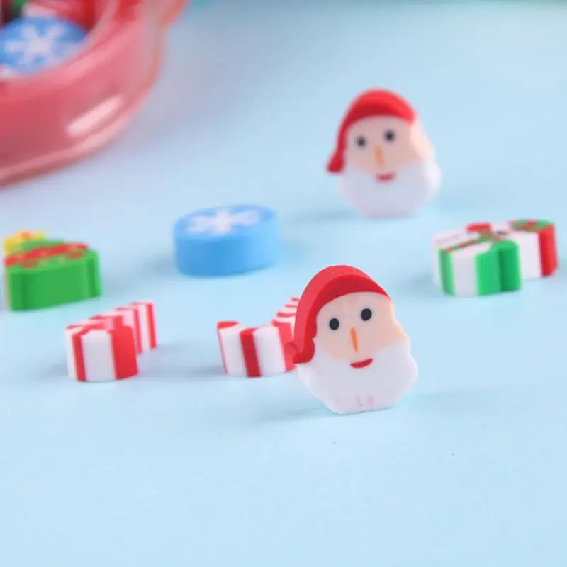 25-Piece Christmas Rubber Eraser Set – Santa & Snowman