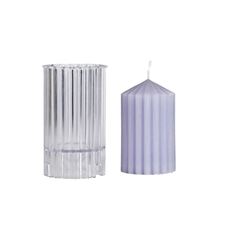3D Stripe Cylinder Candle Plastic Mold – DIY Geometric Kit