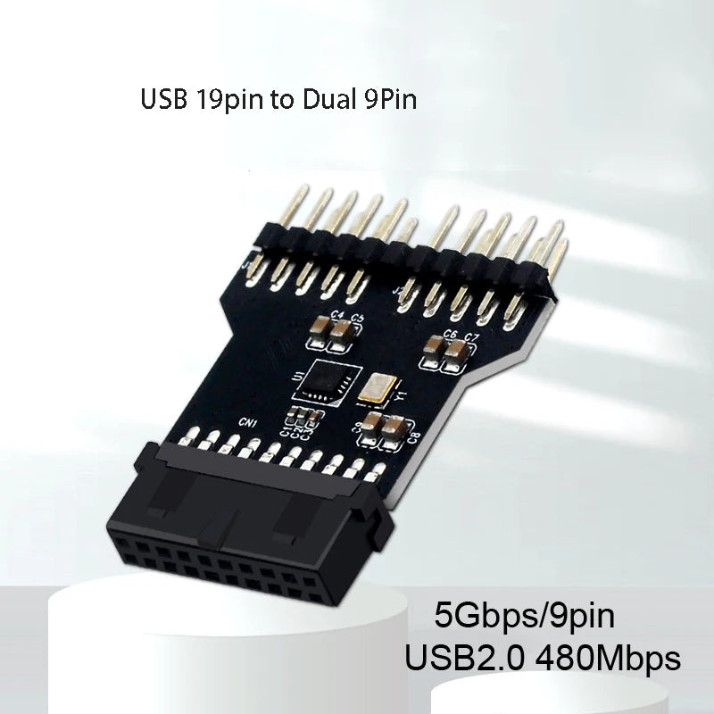 USB 3.0 19-Pin to Dual USB 2.0 9-Pin Splitter Adapter Cable