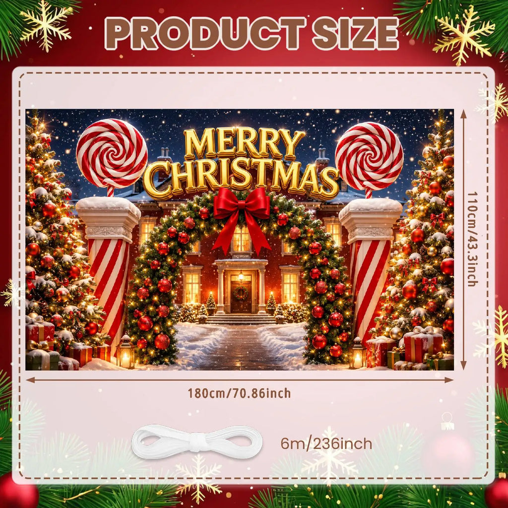 Christmas Backdrop Banner | Winter Holiday Xmas Display