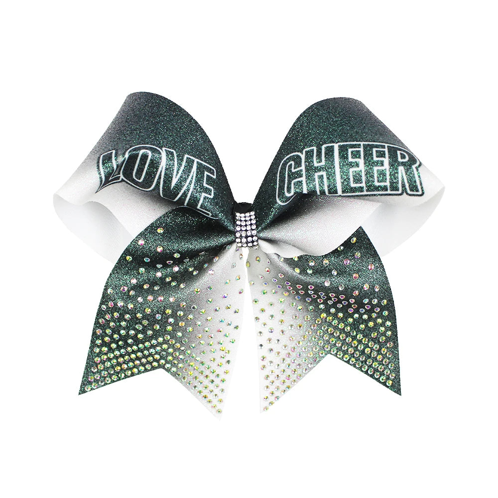 50-Pack 7" Glitter Cheer Bows with Rhinestone Strips | Bulk