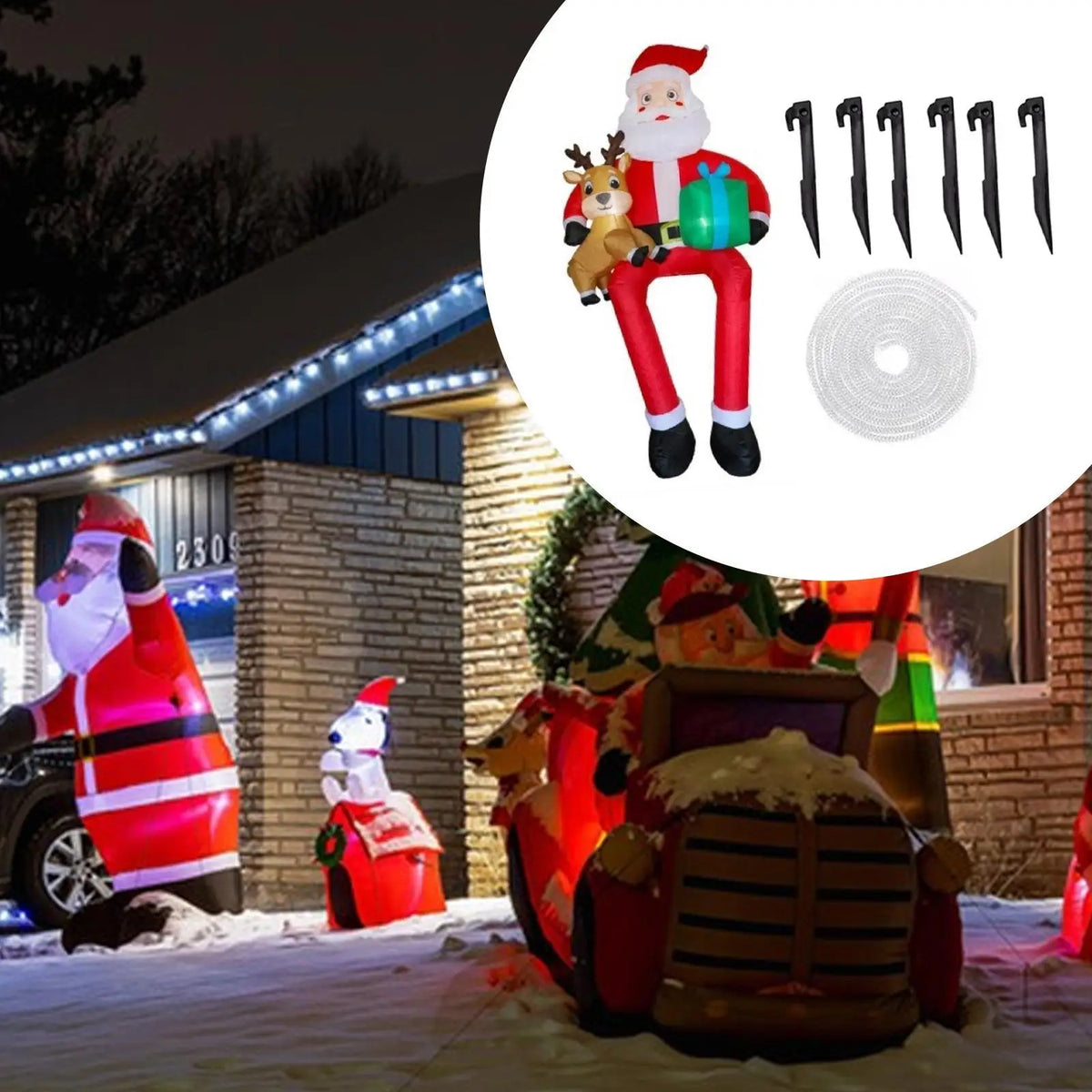 Giant LED Inflatable Santa Outdoor Christmas Yard Decoration