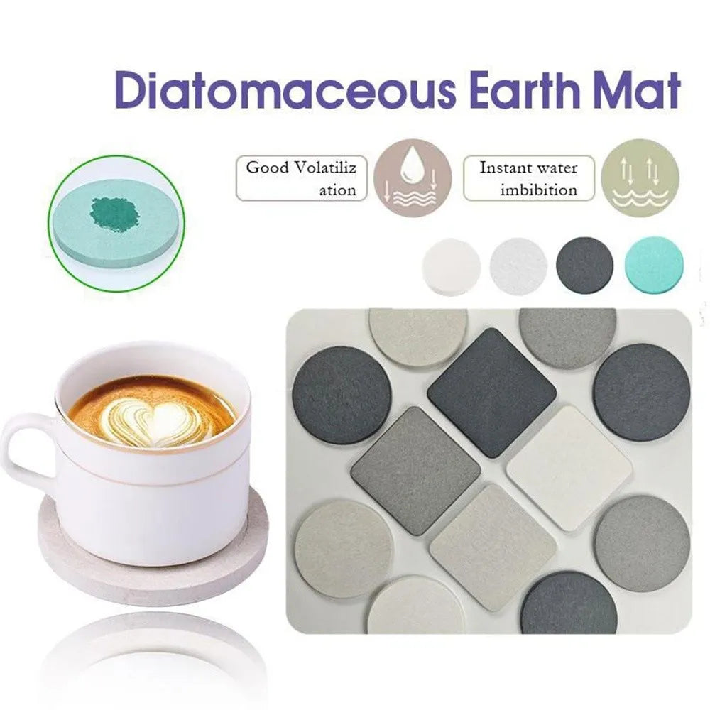 Diatomite Coaster – Quick-Dry Non-Slip Heat-Resistant Cup Mat