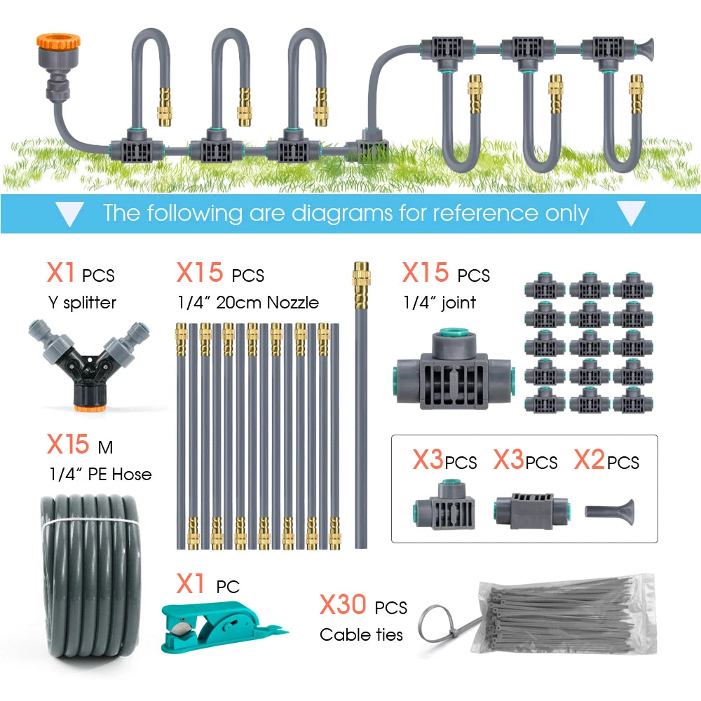 1/4" 360° Rotary Brass Nozzle Drip Irrigation Kit – Auto Misting