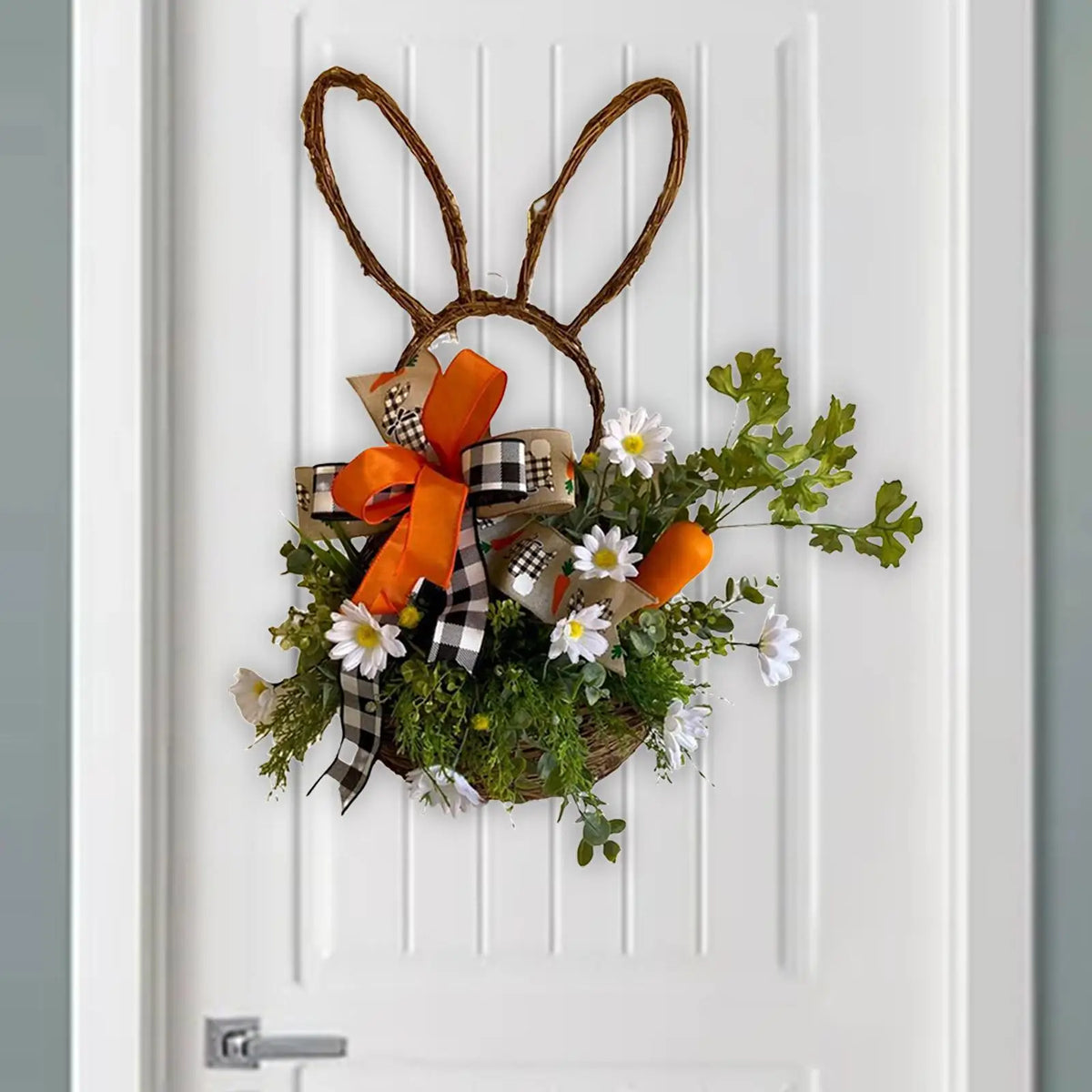 Spring Easter Wreath – Artificial Carrots, Flowers & Leaves 50cm