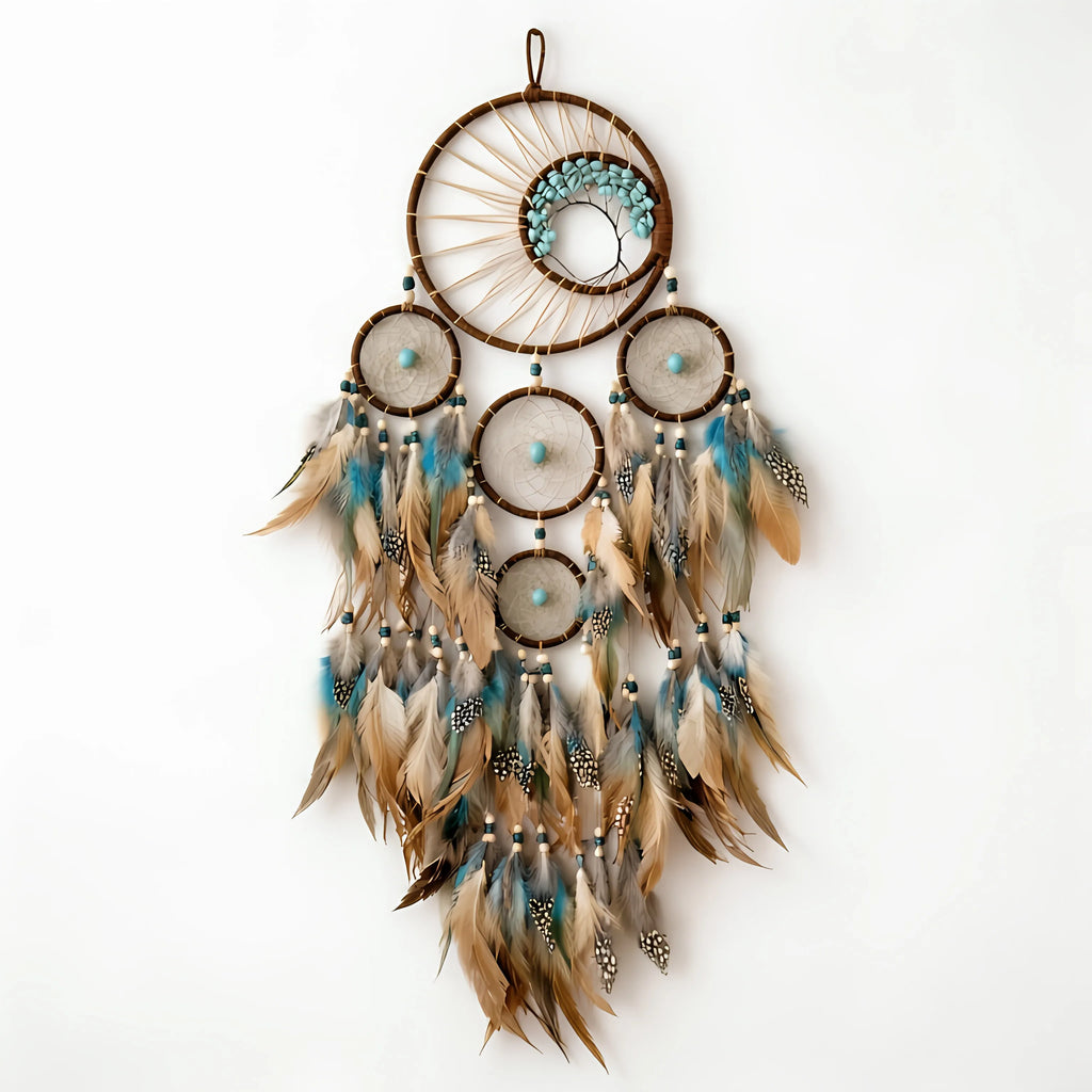 Turquoise Life Tree Dream Catcher – Feather Wall Décor Pendant