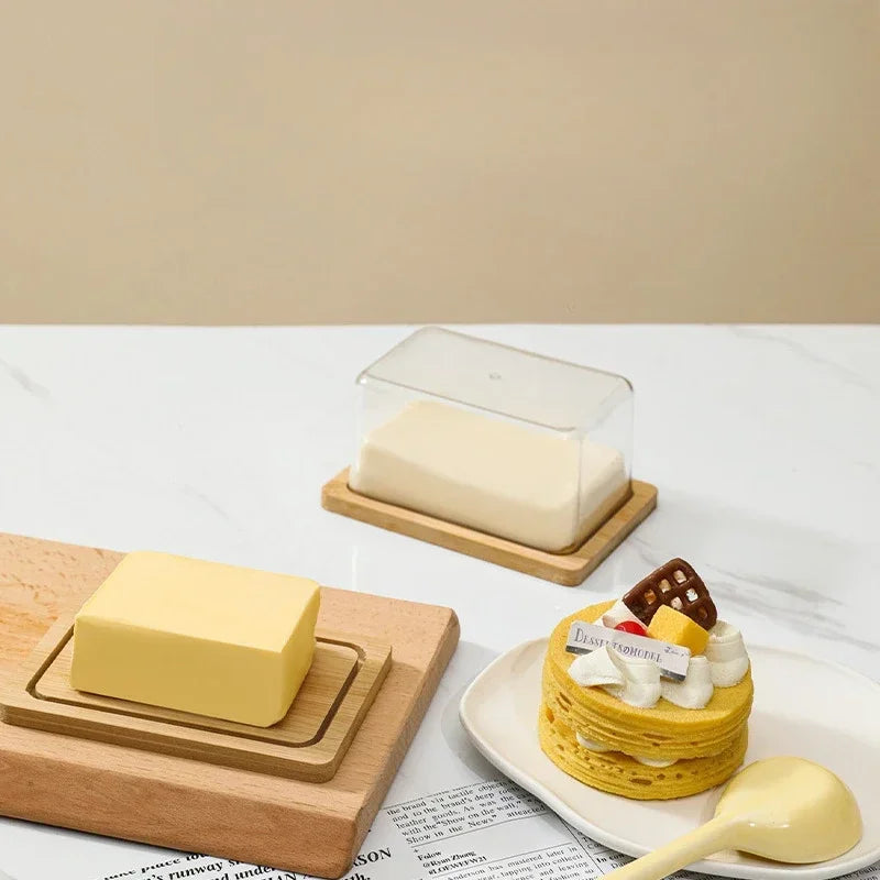 Nordic Bamboo Butter Dish with Clear Acrylic Lid | Kitchen