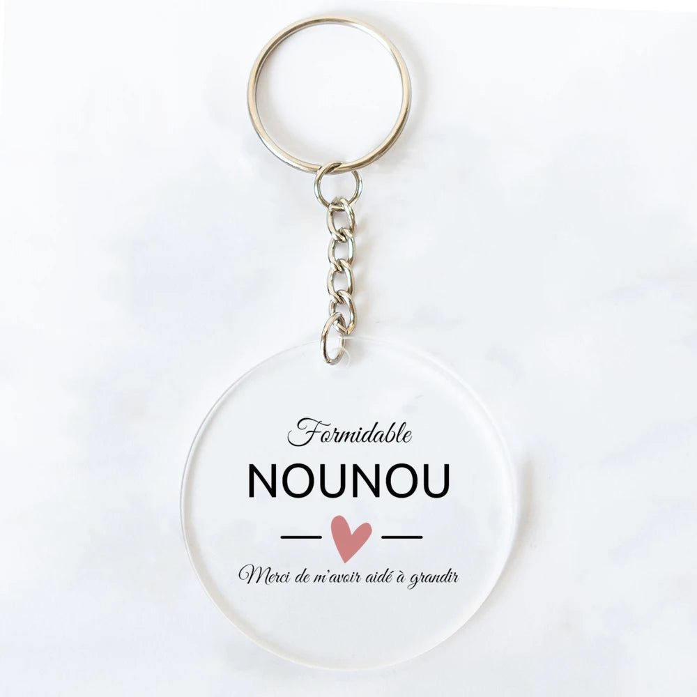 Best Nanny Acrylic Keychain French Print Nounou Gift