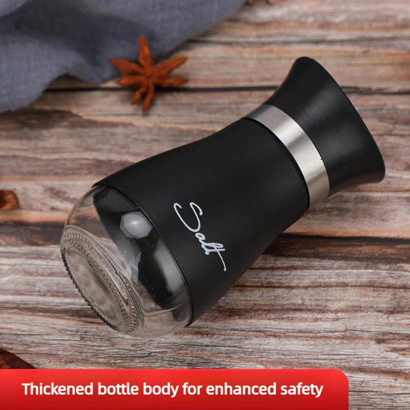 Glass Salt & Pepper Shaker Set – Rotatable 2-Pc Spice Jars