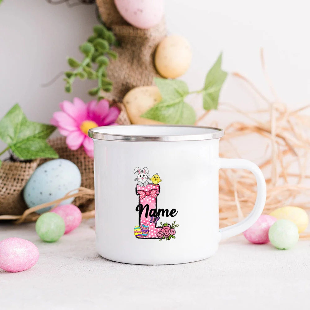 Personalized Easter Bunny Enamel Mug for Kids – Name Gift