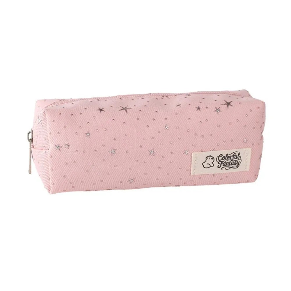 Large Canvas Pencil Case – Star Print Stationery Organizer Bag