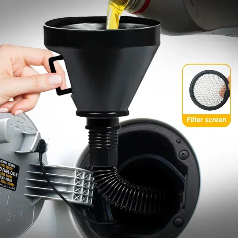 Oil Funnel with Filter, Strainer & Extension Hose | Car & Truck