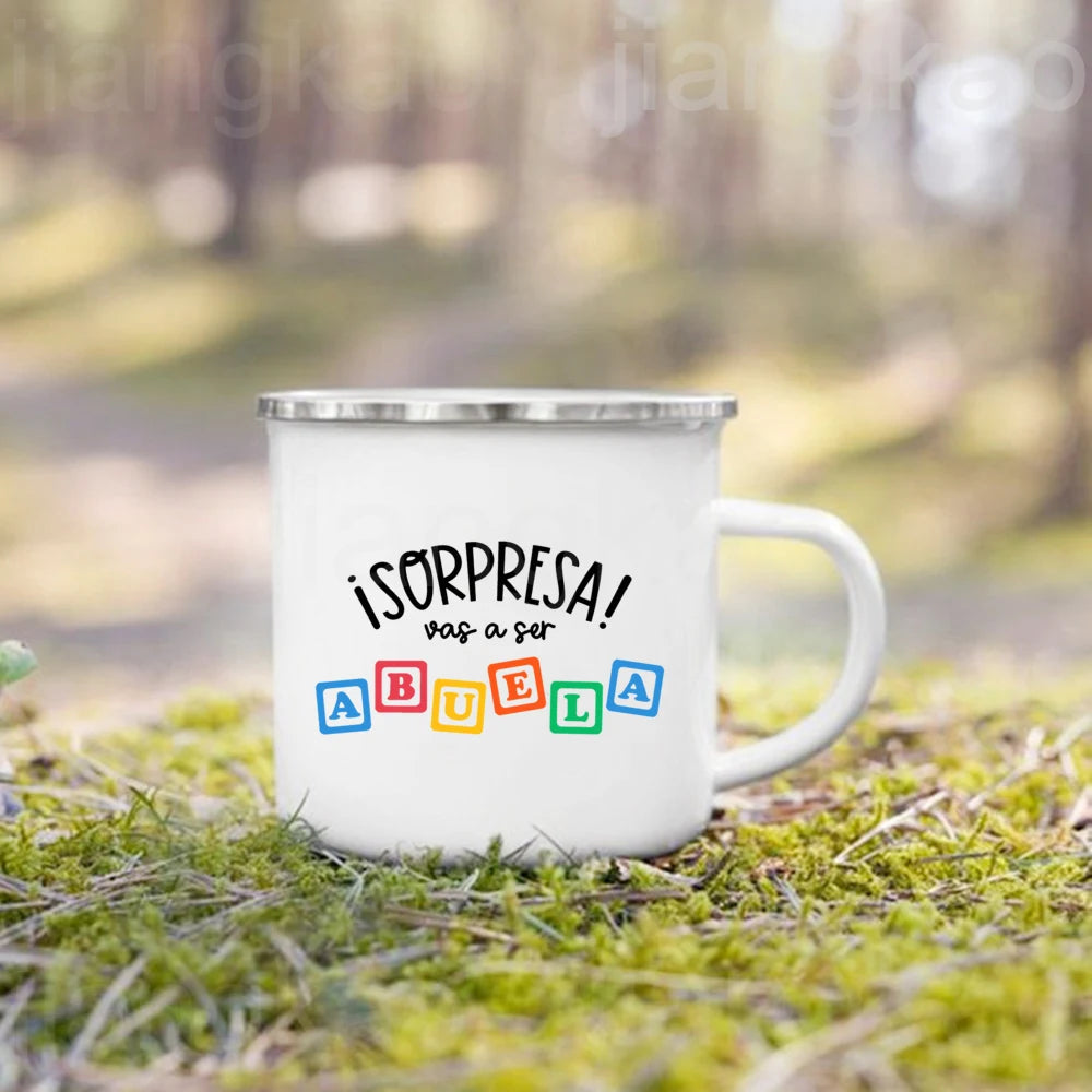 Pregnancy Announcement Enamel Mug – Family Surprise Gift