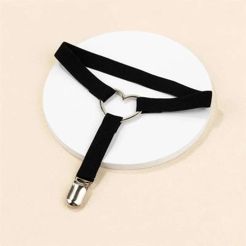 Heart Shaped Punk Elastic Garter Belt – Black & White Leg Ring