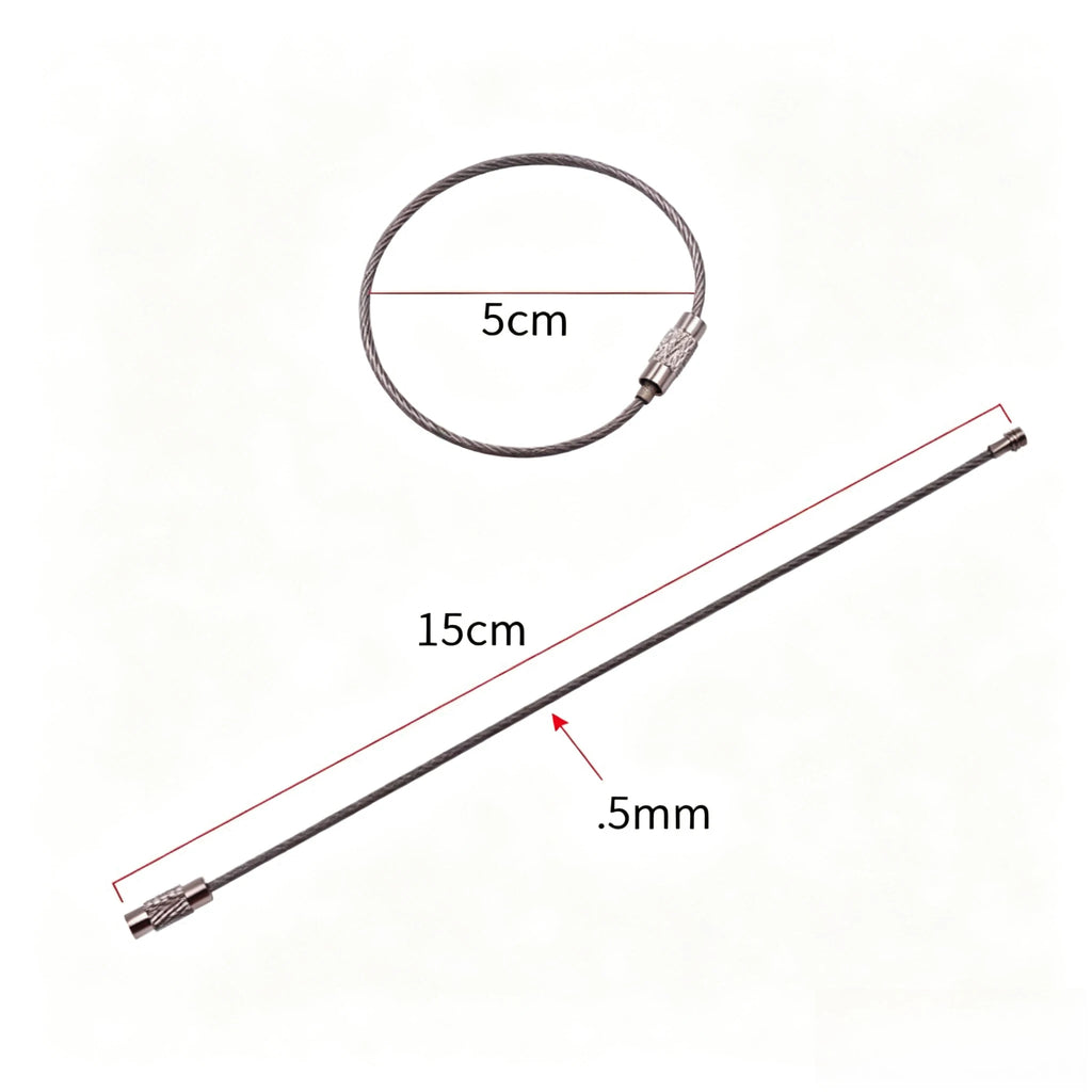 Stainless Steel Wire Keychain Cable Ring with Screw Lock