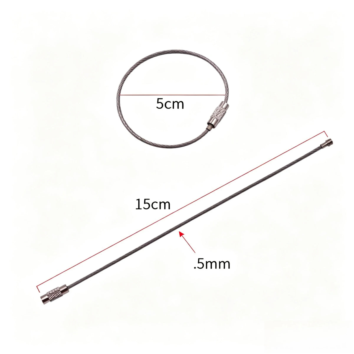 Stainless Steel Wire Keychain Cable Ring with Screw Lock