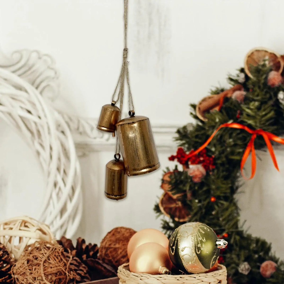 Rustic Metal Cow Bells Vintage Farmhouse Hanging Decoration